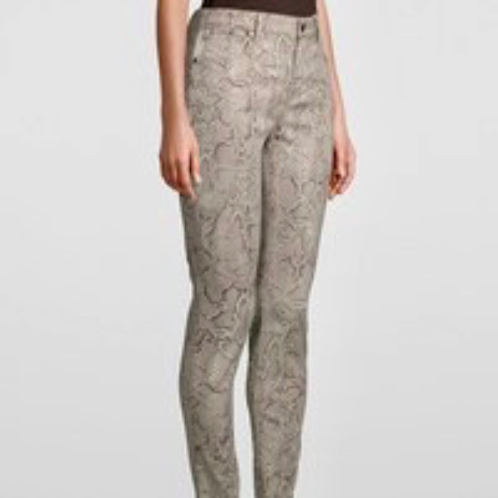 White House Black Market High-Rise Sculpt Snake Python Print Skinny Jeans Sz 2